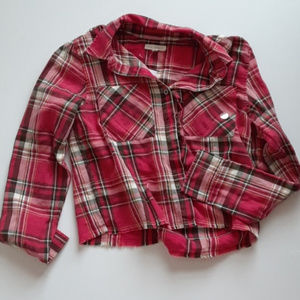 PacSun LA Hearts crop flannel shirt